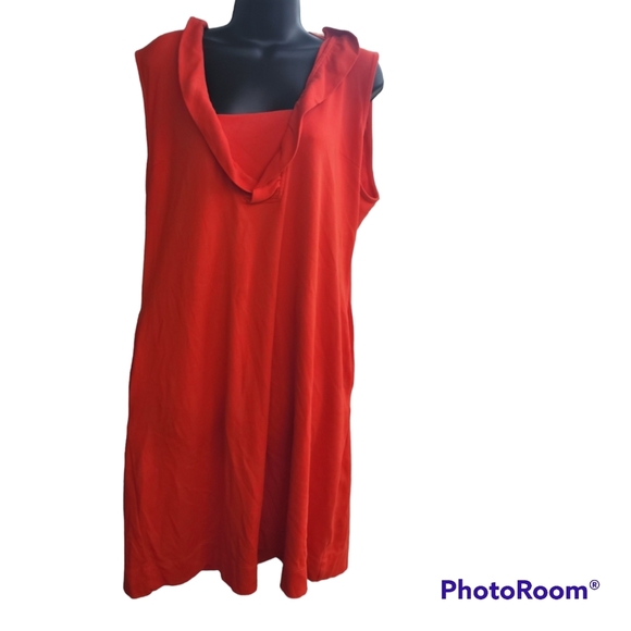 New York & Company Ruffle Neck Sleeveless Dress Size XXLARGE Orange.Chest 22"W - Picture 4 of 5